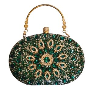 NEW Elegant Green and Gold Clutch Crossbody Bag